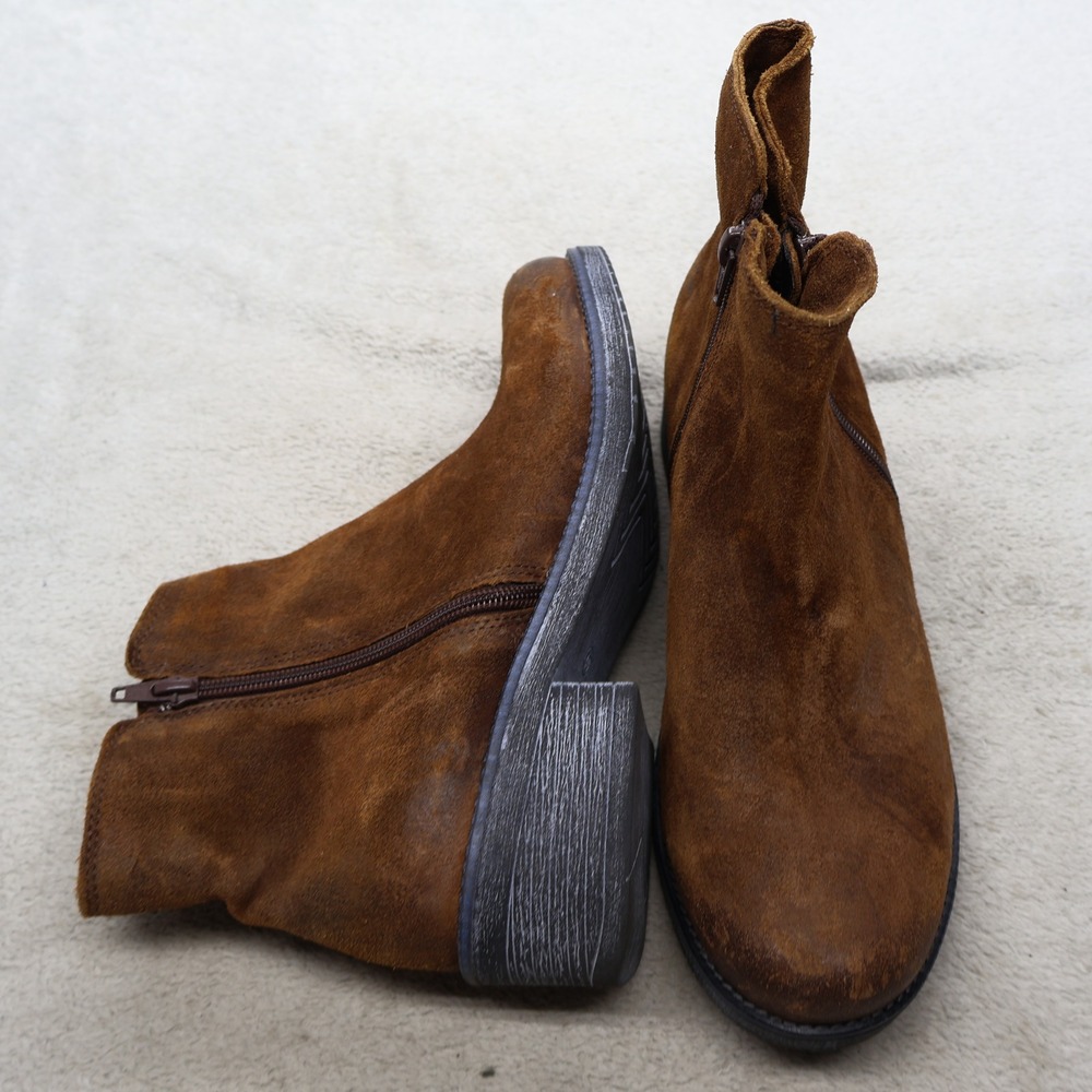 Naot Womens 9 EU40 Ankle Boots Brown Wander Suede Block Heel Rugged Side Zip